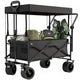 Avalo Bolderkar Met Dak XL - Opvouwbaar - Tot 110KG - 97x60x105 CM - 120L - 360º Wielen - Zwart