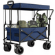 Avalo Bolderkar Met Dak XL - Opvouwbaar - Tot 110KG - 97x60x105 CM - 120L - 360º Wielen - Blauw