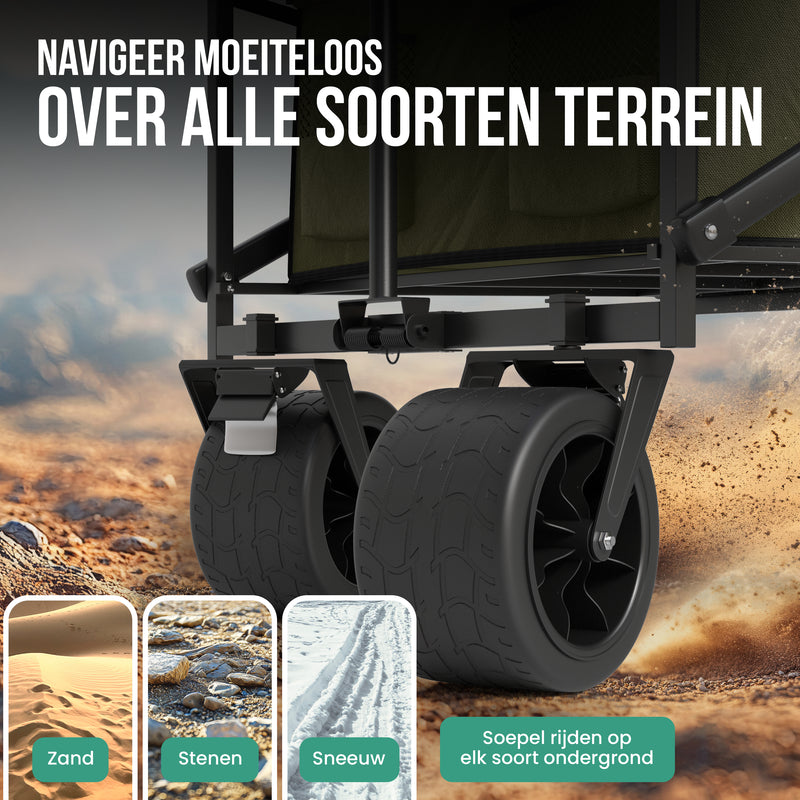 Avalo Bolderkar Met Dak XL - Opvouwbaar - Tot 110KG - 97x60x105 CM - 120L - 360º Wielen - Groen