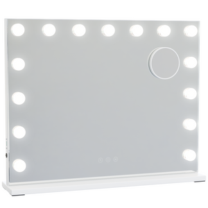 Avalo - Make Up Spiegel Met Verlichting - 56x44 CM - Hollywood Spiegel - Spiegel Met Verlichting - Make Up Spiegel - 3 Dimbare Lichtstanden - 10x Vergroting - Ingebouwde USB Lader