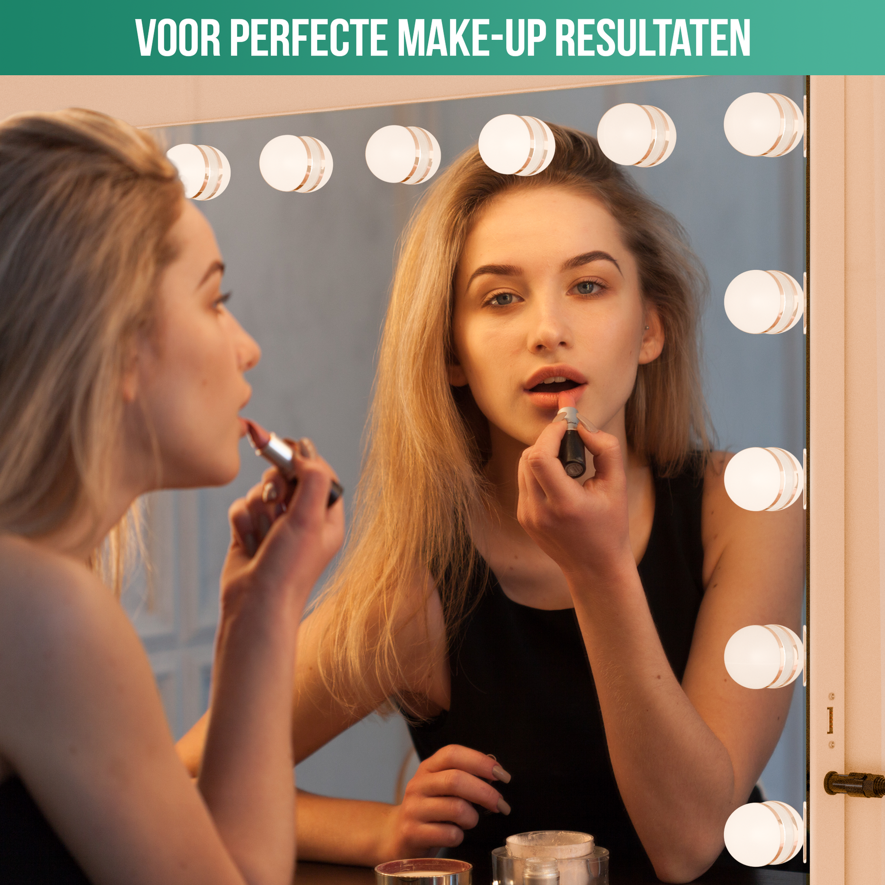 Avalo - Make Up Spiegel Met Verlichting - 56x44 CM - Hollywood Spiegel - Spiegel Met Verlichting - Make Up Spiegel - 3 Dimbare Lichtstanden - 10x Vergroting - Ingebouwde USB Lader