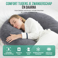 Avalo Zwangerschapskussen XXL 280 cm - U-Vorm Zijslaapkussen - Ergonomisch Body Pillow - Voedingskussen & Lichaamskussen voor Zwangere Vrouwen - Donkergrijs