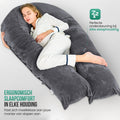 Avalo Zwangerschapskussen XXL 280 cm - U-Vorm Zijslaapkussen - Ergonomisch Body Pillow - Voedingskussen & Lichaamskussen voor Zwangere Vrouwen - Donkergrijs