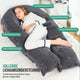 Avalo Zwangerschapskussen XXL 280 cm - U-Vorm Zijslaapkussen - Ergonomisch Body Pillow - Voedingskussen & Lichaamskussen voor Zwangere Vrouwen - Donkergrijs
