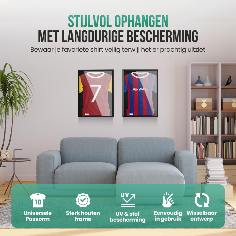 Avalo Wissellijst 80x60 cm Zwart - Diepe Fotolijst Box Frame - Geschikt voor Voetbal Shirt Inlijsten - Openklapbaar