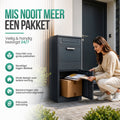 Avalo Pakketbrievenbus - Pakketkluis voor Buiten - Pakketbox Antraciet - Afsluitbaar met Slot - Wandmontage of Vrijstaand