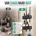 Avalo Doucherek Hangend Zwart - Opbergrek Badkamer - Doucherekje Zonder Boren - Met Ophanghaken - Voor Douchedeur - Douchecaddy