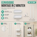 Avalo Doucherek Hangend Wit - Opbergrek Badkamer - Doucherekje Zonder Boren - Met Ophanghaken - Voor Douchedeur - Douchecaddy