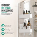 Avalo Doucherek Hangend Wit - Opbergrek Badkamer - Doucherekje Zonder Boren - Met Ophanghaken - Voor Douchedeur - Douchecaddy
