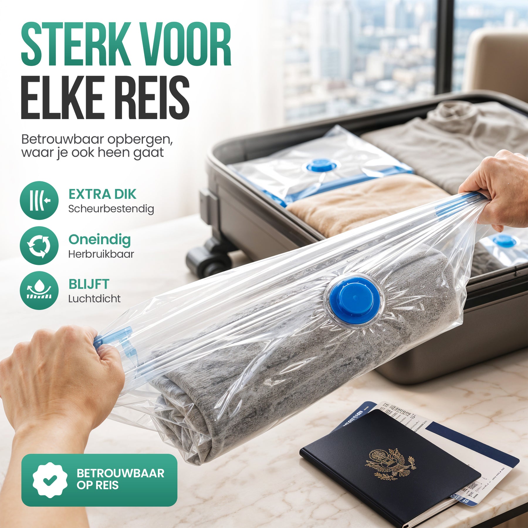 Avalo Vacuumzakken Kleding en Dekbedden - 17 Delig - 5 Maten - Handpomp - Vacumeerzakken - Koffer - Geschikt voor Stofzuiger - Opbergzakken - Beddengoed