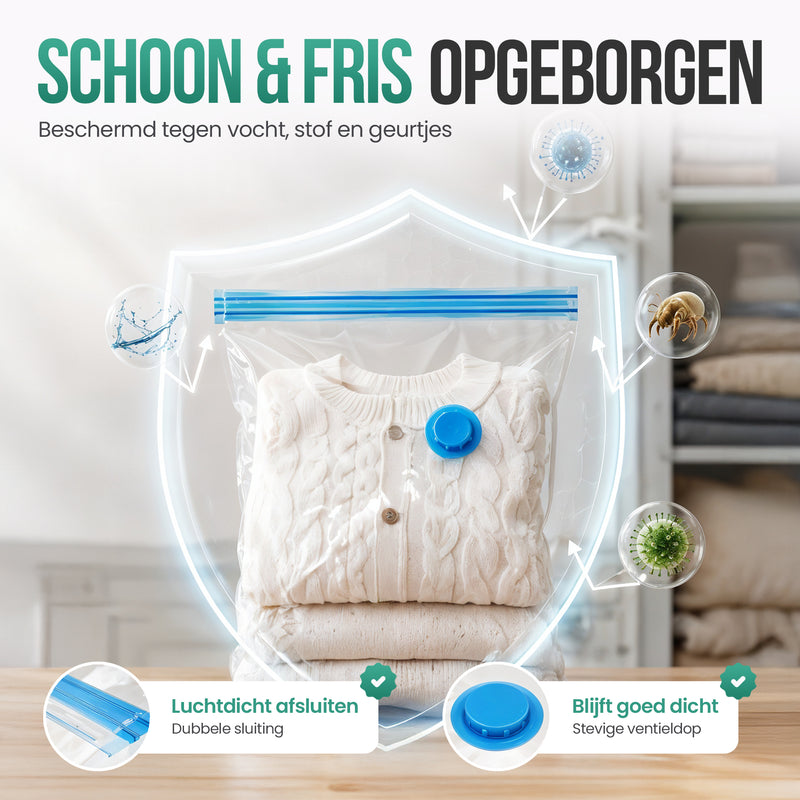 Avalo Vacuumzakken Kleding en Dekbedden - 17 Delig - 5 Maten - Handpomp - Vacumeerzakken - Koffer - Geschikt voor Stofzuiger - Opbergzakken - Beddengoed
