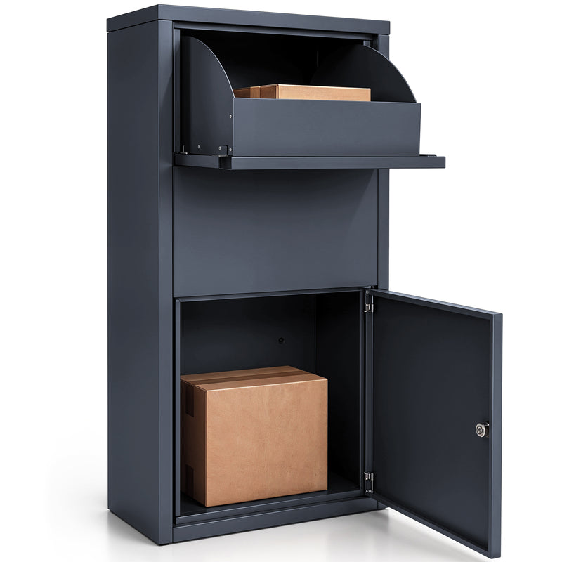 Avalo Pakketbrievenbus - Pakketkluis - Pakketbox Antraciet 44x22x82 CM - Afsluitbaar met Slot - Wandmontage of Vrijstaand