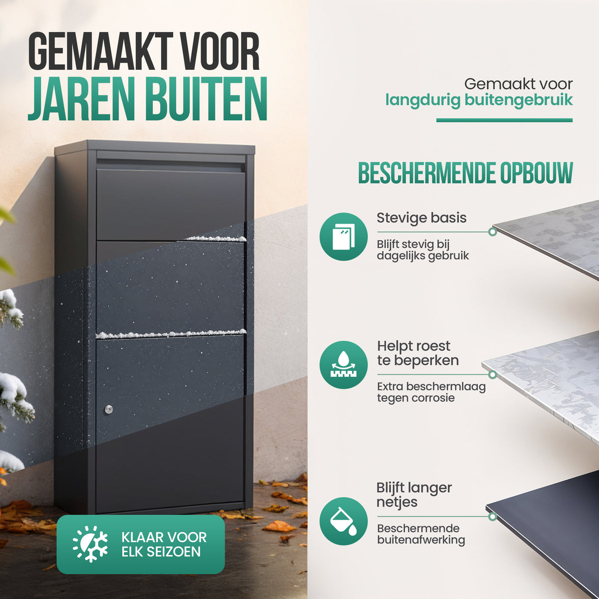 Avalo Pakketbrievenbus - Pakketkluis - Pakketbox Antraciet 44x22x82 CM - Afsluitbaar met Slot - Wandmontage of Vrijstaand