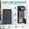 Avalo Pakketbrievenbus - Pakketkluis - Pakketbox Antraciet 44x22x82 CM - Afsluitbaar met Slot - Wandmontage of Vrijstaand