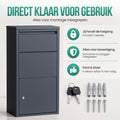 Avalo Pakketbrievenbus - Pakketkluis - Pakketbox Antraciet 44x22x82 CM - Afsluitbaar met Slot - Wandmontage of Vrijstaand