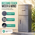 Avalo Pakketbrievenbus - Pakketkluis Met LED Verlichting voor Buiten - Pakketbox Antraciet - Afsluitbaar met Slot - Wandmontage of Vrijstaand
