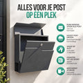 Avalo Brievenbus - Met slot en apart krantenvak – Wandbrievenbus - Antraciet - Inclusief montagemateriaal & 2 sleutels