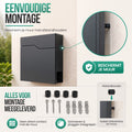 Avalo Brievenbus - Met slot en apart krantenvak – Wandbrievenbus - Antraciet - Inclusief montagemateriaal & 2 sleutels
