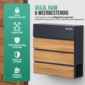 Avalo Brievenbus Antraciet Met Houtlook RVS - Met Krantenvak en Slot - Incl. Montagemateriaal & 2 Sleutels