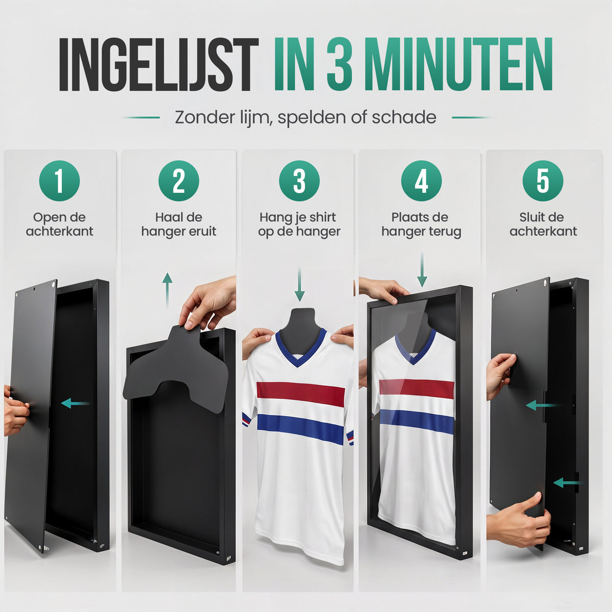 Avalo Wissellijst Hout - Inlijsten Voetbal Shirt - 3D Box Frame - 90x70 CM - Zwart - Diepe fotolijst - Shirt Inlijsten In Fotolijstje