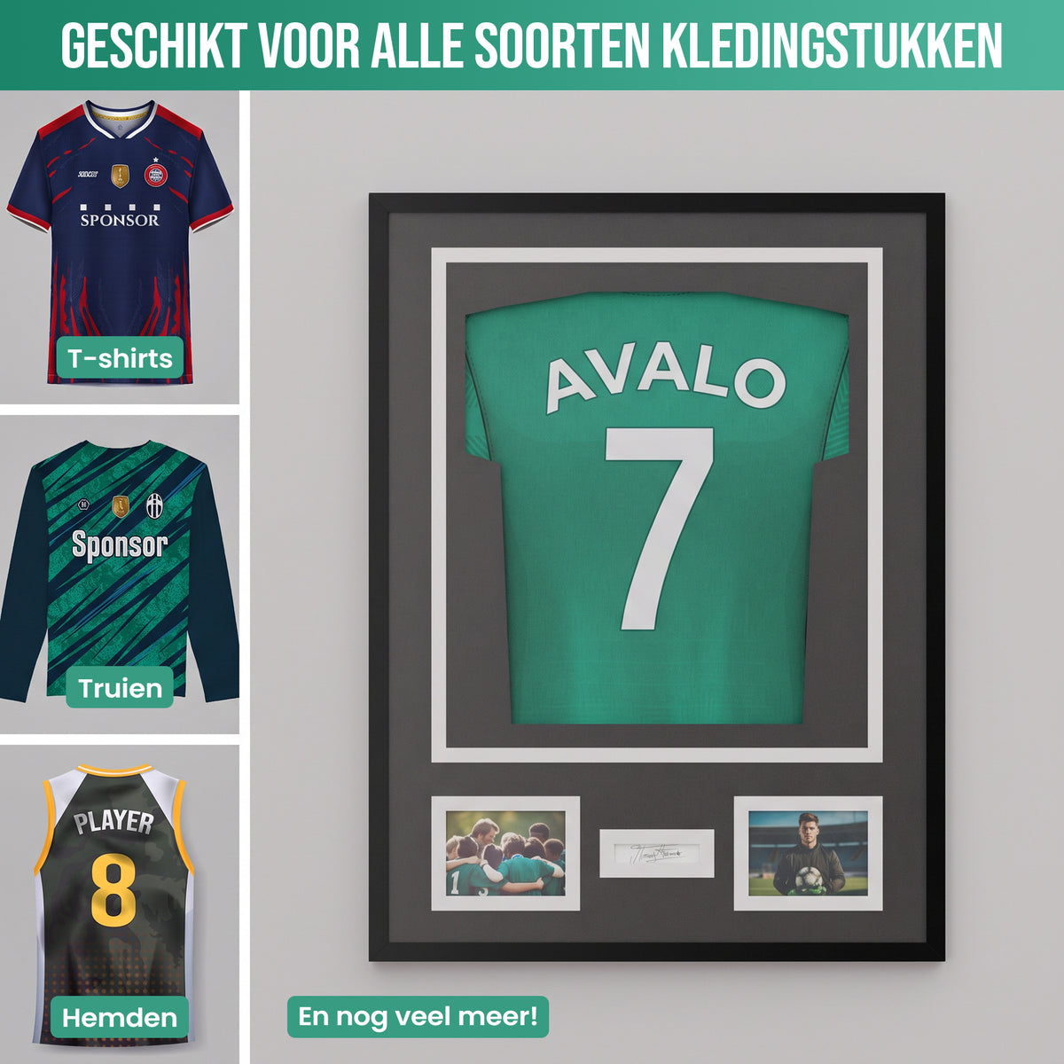Avalo Wissellijst Aluminium - Inlijsten Voetbal Shirt - 3D Box Frame - 90x70 CM - Zwart - Diepe fotolijst - Shirt Inlijsten In Fotolijstje