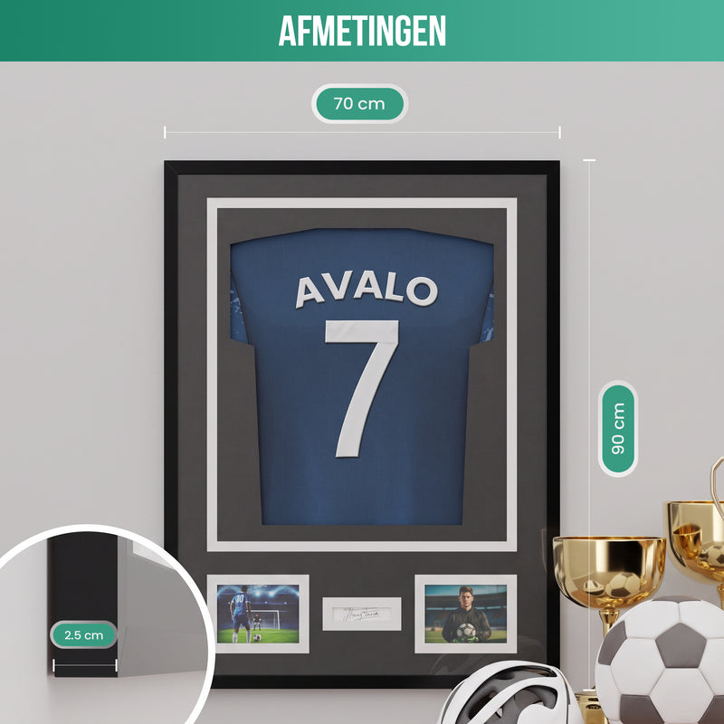 Avalo Wissellijst Aluminium - Inlijsten Voetbal Shirt - 3D Box Frame - 90x70 CM - Zwart - Diepe fotolijst - Shirt Inlijsten In Fotolijstje