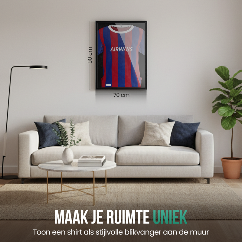 Avalo Wissellijst 90x70 cm Zwart - Diepe Fotolijst Box Frame - Geschikt voor Voetbal Shirt Inlijsten - Openklapbaar