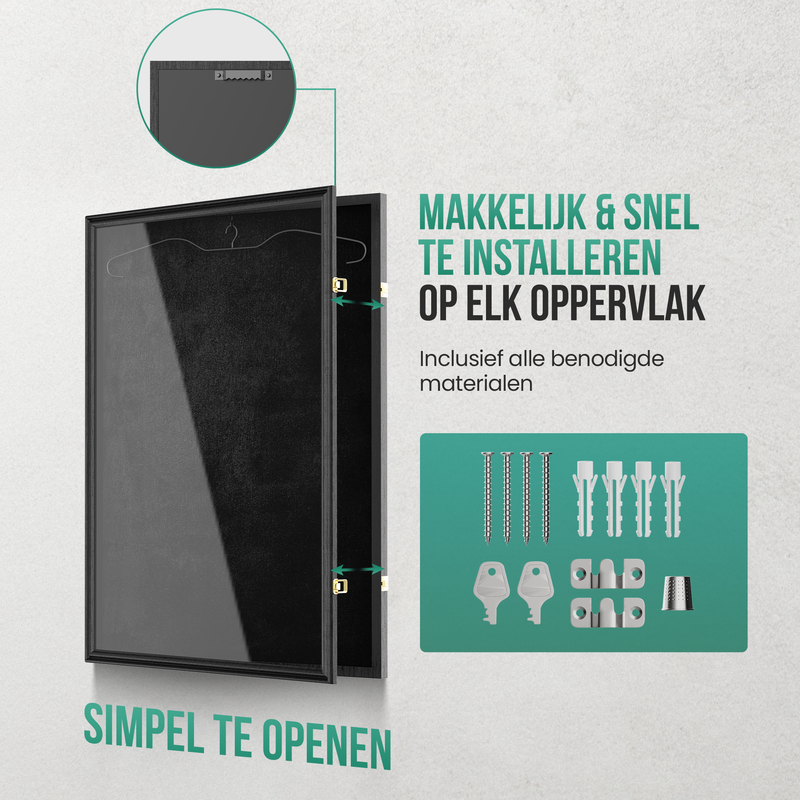 Avalo Wissellijst 90x70 cm Zwart - Diepe Fotolijst Box Frame - Geschikt voor Voetbal Shirt Inlijsten - Openklapbaar